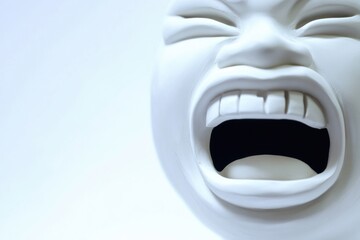 Naklejka premium A white sculpture of a screaming face, perfect for horror or art related themes