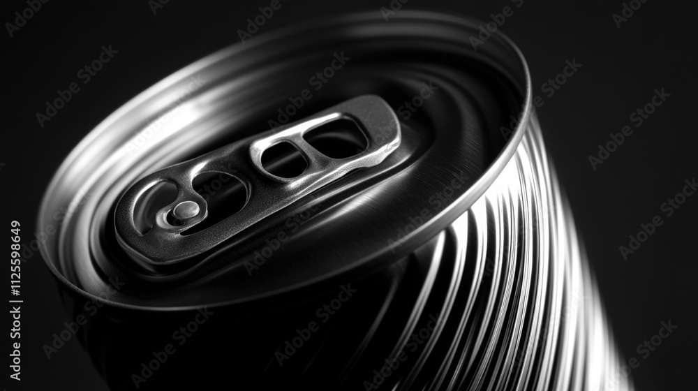 Poster a close-up view of a soda can, perfect for use in food or beverage-related contexts