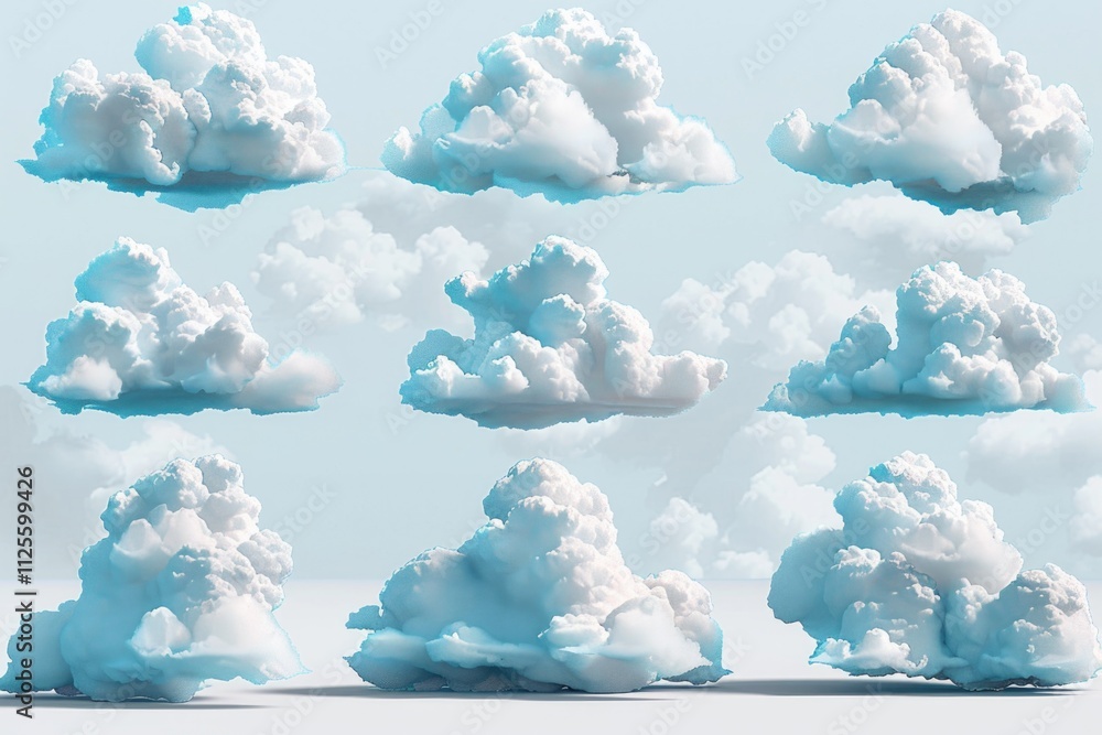 Poster Clouds floating high above, no ground or surface visible
