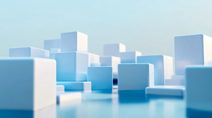 Abstract cubic forms in serene gradient blue environment