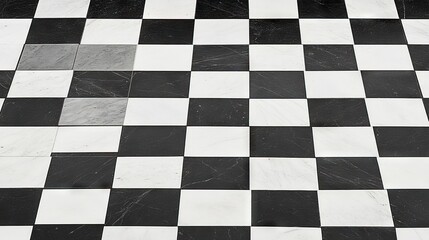 Fototapeta premium Black and White Checkerboard Marble Floor Tiles Pattern Design