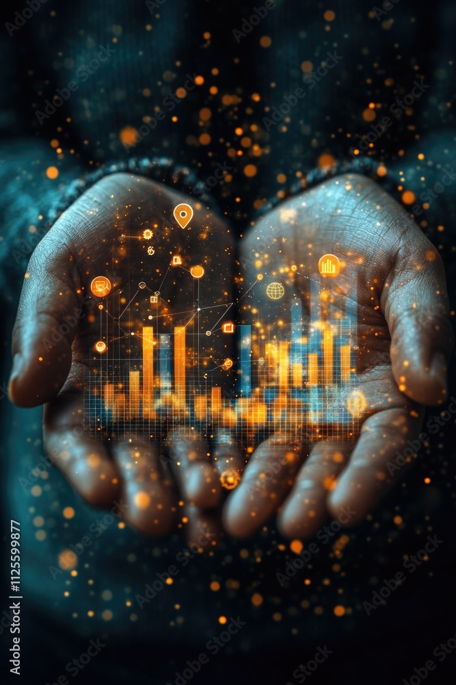 Poster a person holding a light bulb in their hands, with a possible creative or problem-solving scenario