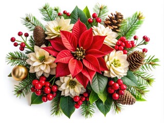 A collection of minimalist holiday flowers set against a white background, perfect for seasonal decor and design inspiration during the festive Christmas season.