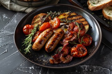 Full English breakfast served on plate