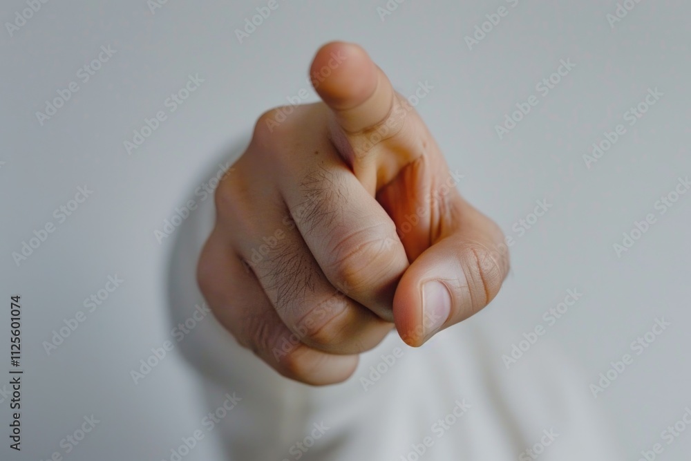 Poster a person pointing their finger directly at the camera