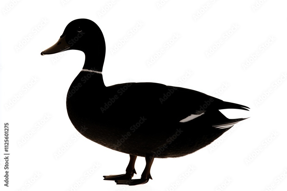 Poster a simple and clean image of a duck's outline against a white background, suitable for use in designs