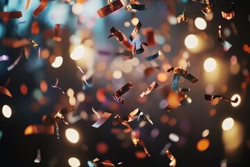 Colorful confetti falls from above, ideal for celebrating events or adding whimsy to designs
