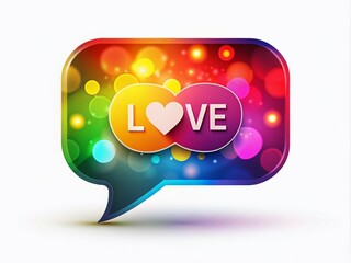 Fototapeta premium Adorable love chat icon featuring a speech bubble design, ideal for urban exploration photography, capturing romance in modern communication illustrations. Perfect for expressing affection creatively.