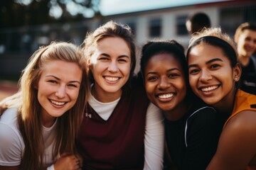 Fototapeta premium Portrait of a young female basketball team