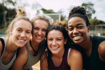 Fototapeta premium Portrait of a young female basketball team