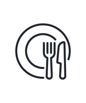 Dish line icon vector stock illustration