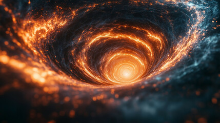 A multiverse portal visualized with swirling 2D fractal patterns transitioning into realistic 3D tunnels