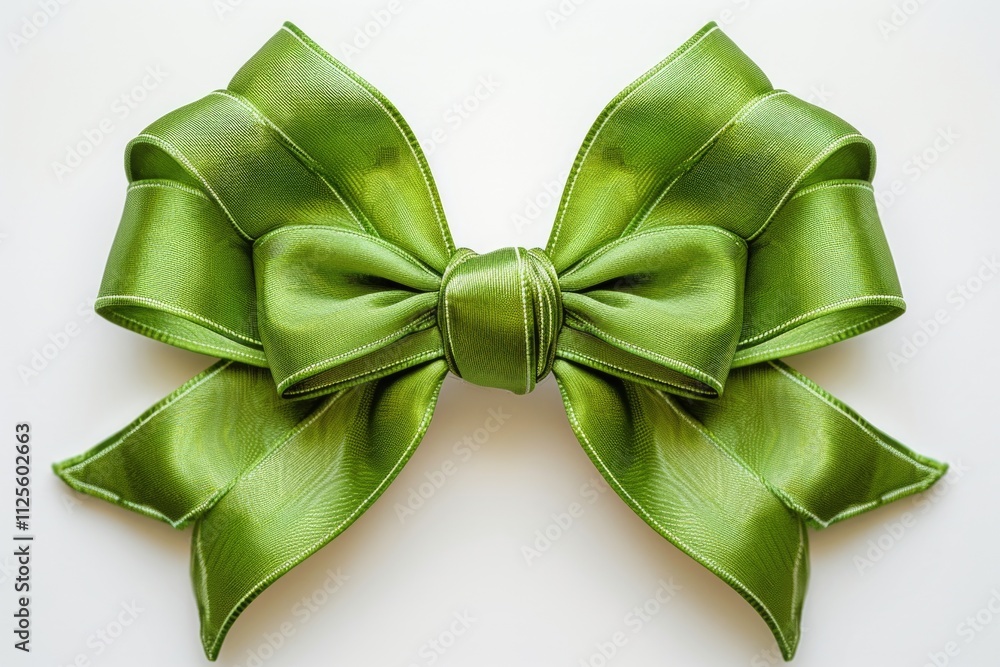 Poster a simple and elegant design featuring a green bow on a white background, perfect for use in wedding 