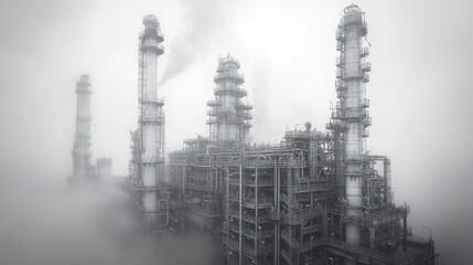 Obraz premium Industrial facility with smokestacks releasing pollutants into the air