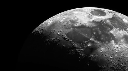Close up of the moon with a dark background