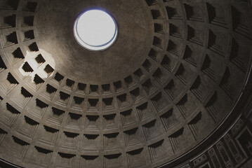Dome inside the pantheon in Rome, Italy.
