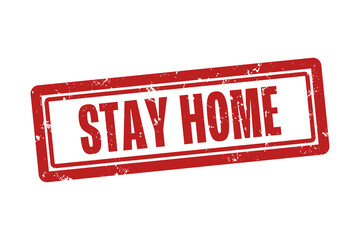 Stay Home. A red stamp isolated on white background.