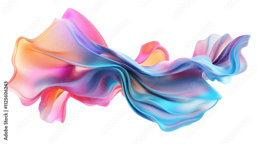 Poster abstract fluid shapes, 3d rendering illustration of colorful pastel color waves and cloth fabric flo