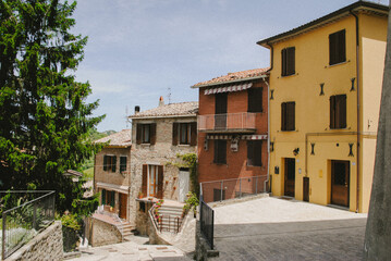 Pastel buildings in Italy.

