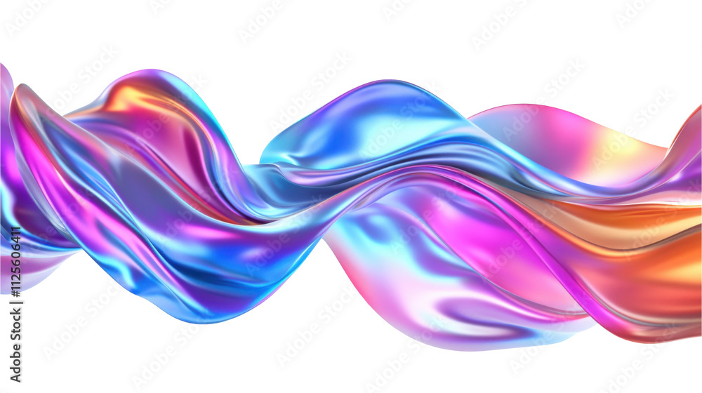 Poster abstract fluid shapes, 3d rendering illustration of colorful pastel color waves and cloth fabric flo