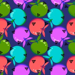 Summer fruit seamless apples pattern for wrapping paper and fabrics