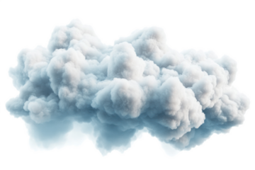 Fluffy white cloud drifting against a bright sky during midday with soft illumination