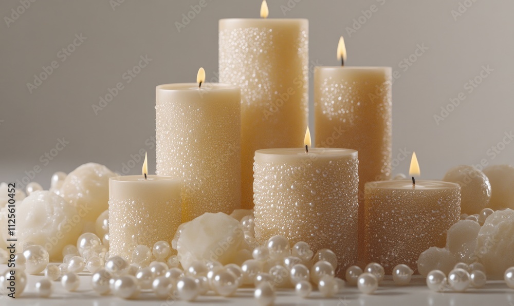 Poster a row of candles with a white background