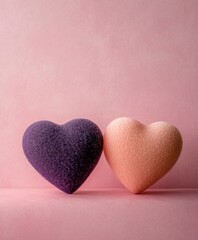 Obraz premium Two hearts are on a pink background