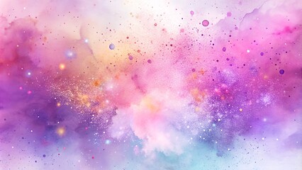 Vibrant watercolor galaxy with pink and purple splashes background