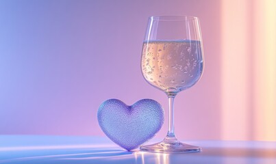 A heart is next to a wine glass