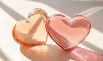 Two hearts are on a table