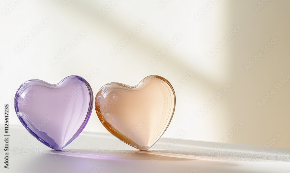 Poster Two hearts are on a table