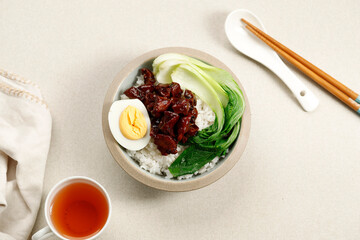 Top View Braised Meat Rice