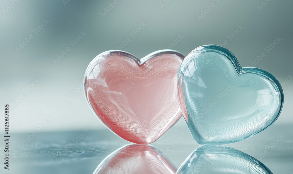 Poster two hearts are on a table
