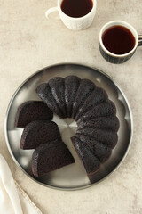 Top View Black Sticky Rice Cake or Bolu Ketan Hitam