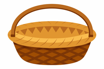 Empty wicker basket for bread on a white background vector art illustration