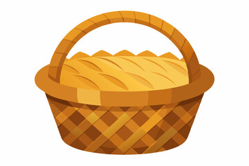 Empty wicker basket for bread on a white background vector art illustration