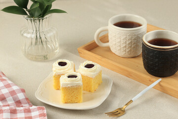 Strawberry Chiffon Slice Cake with Jam Topping