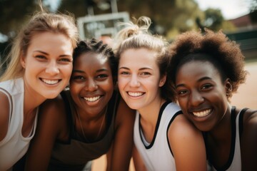 Fototapeta premium Portrait of a young female basketball team