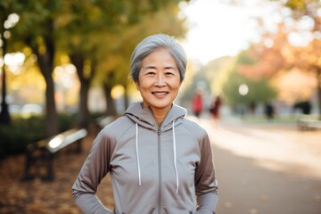 Portrait of a body positive active senior Asian woman