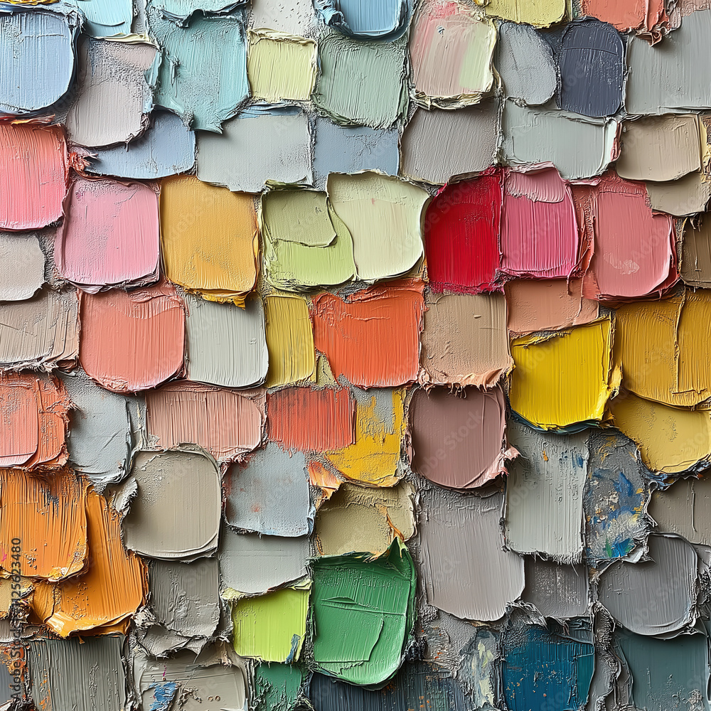 Poster textured abstract painting from colored rectangles.
