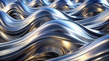 Elegant silver metal waves texture featuring realistic panoramic photography, perfect for creating stylish backgrounds and wallpapers that add a touch of sophistication to any design.