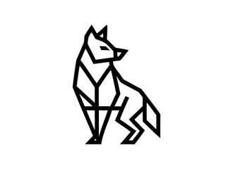 Geometric Wolf Outline Illustration - Minimalist Animal Design