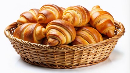 Enjoy the authentic taste of Swiss Gipfeli crescent rolls, freshly baked and beautifully presented in a basket, perfect for gourmet breakfast indulgence and delightful culinary experiences.
