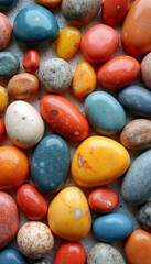 A vibrant assortment of polished stones in various shapes and colors showcases natural beauty and texture - Generative AI