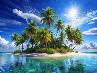 Fototapeta premium Experience a tropical paradise with lush palm trees and vivid gaming wallpaper, perfect for creating a relaxing atmosphere or igniting thrilling adventure scenes.