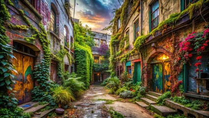 Fototapeta premium Exploring urban landscapes reveals endless possibilities, where every corner hides secrets and adventure, inviting discovery in the vibrant chaos of the city’s hidden gems.