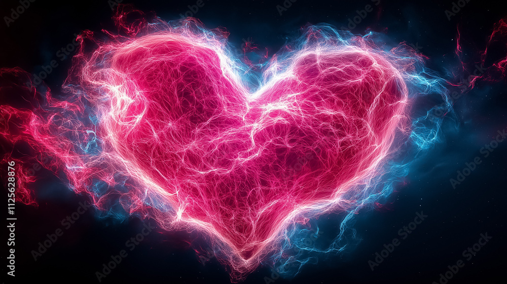 Poster a stunning representation of a supernova explosion resembling a heart structure with vivid colors an