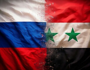 Background showing components of the flags from Russia and Syria