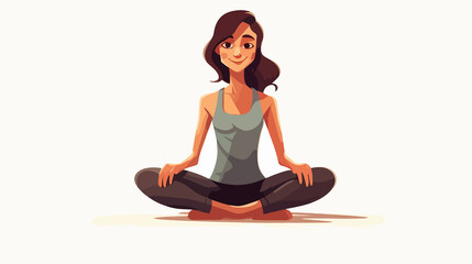 Female practicing Upward-Facing Dog pose in yoga cartoon vector illustration